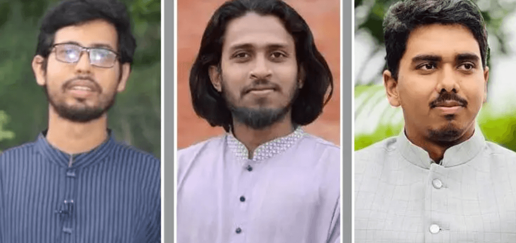 ভিপি মোস্তাকুর রহমান জাহিদ, জিএস সালাউদ্দিন আম্মার ও এজিএস এস এম সালমান সাব্বির/ছবি: সংগৃহীত
