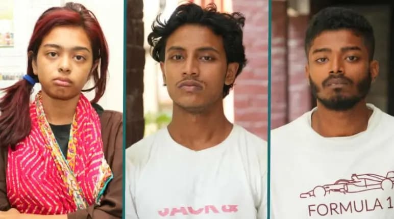 গ্রেপ্তার বার্জিস শাবনাম বর্ষা, মাহির রহমান ও ফারদীন আহম্মেদ আয়লান। সংগৃহীত ছবি