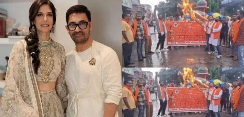 বারবার হিন্দু নারীকে বিয়ে, আমির খানের বিরুদ্ধে বজরং দলের বিক্ষোভ