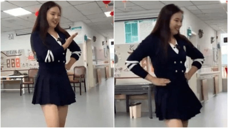 রোগীদের ওষুধে উৎসাহিত করতে মিনি স্কার্ট পরে তরুণীর নাচ