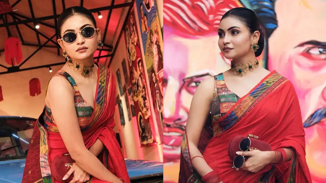 শাড়িতে রেট্রো লুকে মারিয়া শান্তর বাজিমাত