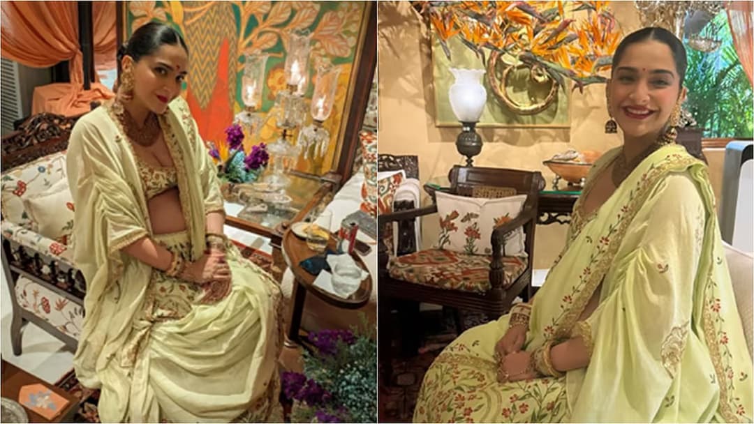 বেবিবাম্প ও মানানসই লেহেঙ্গায় সোনম